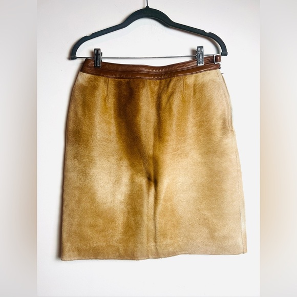 Carlisle Tan Leather Skirt - Picture 1 of 10